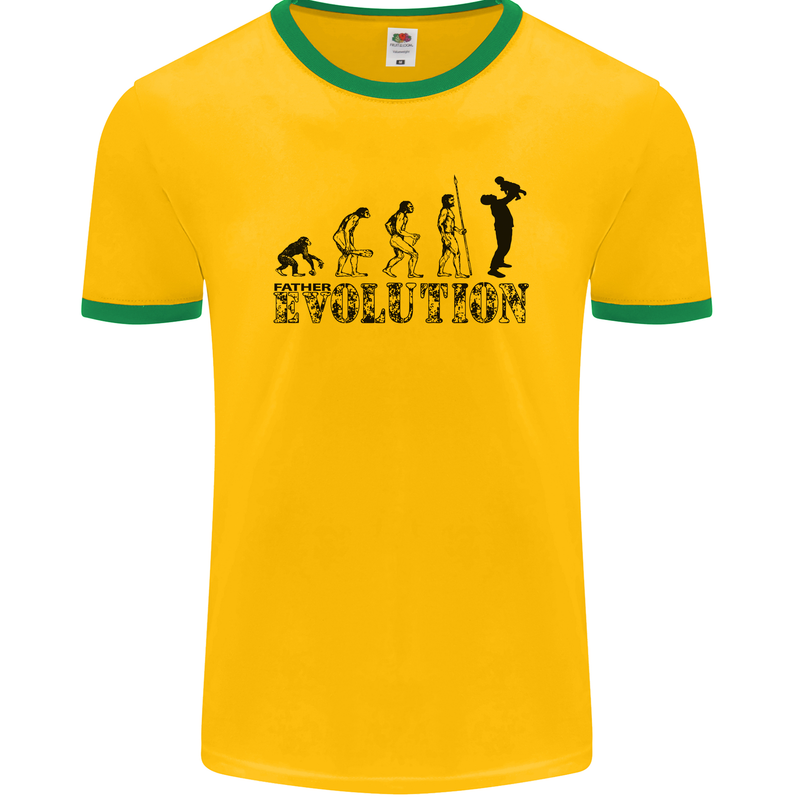 Father And Son Evolution Father's Day Dad Mens Ringer T-Shirt FotL Gold/Green