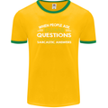 Dumb Question Sarcastic Answer Funny Slogan Mens Ringer T-Shirt FotL Gold/Green