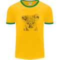 Koala Bear Sketch Ecology Environment Mens White Ringer T-Shirt Gold/Green