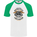 Biker Custom Cafe Racer Motorbike Mens S/S Baseball T-Shirt White/Green