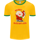 Merry Kiss My Ass Funny Christmas Rude Mens Ringer T-Shirt FotL Gold/Green