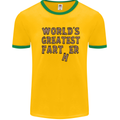 Father's Day World's Greatest Farter Funny Mens White Ringer T-Shirt Gold/Green