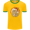 Equestrian Dear Santa Funny Horse Christmas Mens Ringer T-Shirt Gold/Green