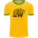 Bear Tree Animal Ecology Mens Ringer T-Shirt FotL Gold/Green