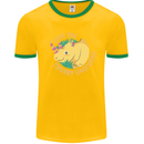 Save the Chbby Unicorns Funny Rhino Mens White Ringer T-Shirt Gold/Green