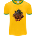 The Kraken Octopus Cthulhu Scuba Diving Mens Ringer T-Shirt FotL Gold/Green