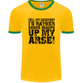 Sell My Caravan? Caravanning Funny Holiday Mens Ringer T-Shirt FotL Gold/Green