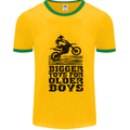 Motocross Bigger Toys Older Boys MotoX Mens White Ringer T-Shirt Gold/Green