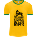 Motocross Bigger Toys Older Boys MotoX Mens White Ringer T-Shirt Gold/Green