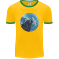 A Howling Wolf Full Moon Werewolves Mens Ringer T-Shirt FotL Gold/Green