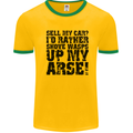 Sell My Car? Funny Classic Sport Enthusiast Mens White Ringer T-Shirt Gold/Green