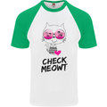 Check Meowt Mens S/S Baseball T-Shirt White/Green