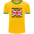 Proud to Wear Flag Not Racist Union Jack Mens Ringer T-Shirt FotL Gold/Green