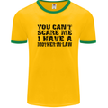 You Can't Scare Me Mother in Law Mens White Ringer T-Shirt Gold/Green