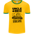 Uncle & Niece Friends for Life Funny Day Mens White Ringer T-Shirt Gold/Green