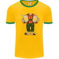 Octoberfest Man With Beer Mens White Ringer T-Shirt Gold/Green