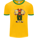 Octoberfest Man With Beer Mens White Ringer T-Shirt Gold/Green