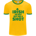 Irish or Not Buy Me a Shot St. Patricks Day Mens White Ringer T-Shirt Gold/Green