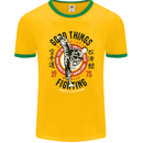 Karate Good Things Mixed Martial Arts MMA Mens Ringer T-Shirt FotL Gold/Green