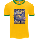 Diver Same Planet Different World Mens White Ringer T-Shirt Gold/Green