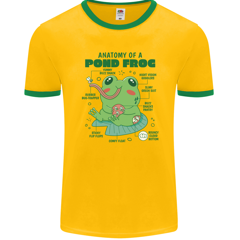 Anatomy of a Frog Funny Mens Ringer T-Shirt FotL Gold/Green