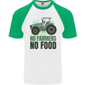 Tractor No Farmers No Food Farming Mens S/S Baseball T-Shirt White/Green