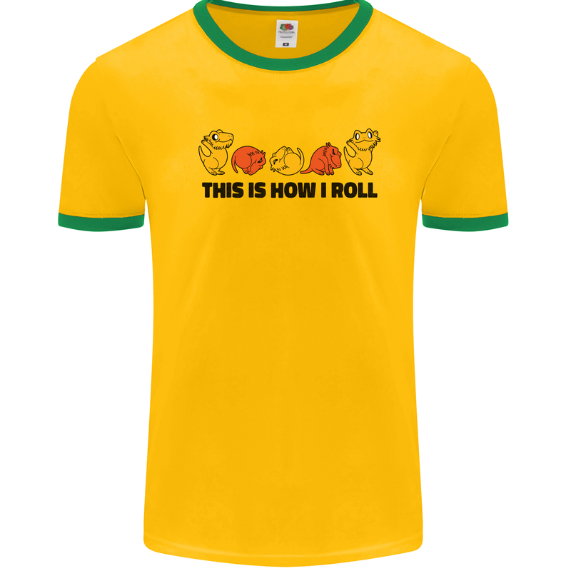 This Is How I Roll RPG Role Playing Game Mens White Ringer T-Shirt Gold/Green