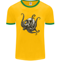 Cthulhu Skull Mens Ringer T-Shirt FotL Gold/Green