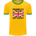 Proud to Wear Flag Not Racist Union Jack Mens White Ringer T-Shirt Gold/Green