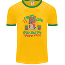 Raccoon Planning a Heist Funny Animal Mens White Ringer T-Shirt Gold/Green