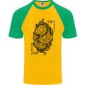 Nature is Art Mushroom Fungi Mycology Mens S/S Baseball T-Shirt Gold/Green