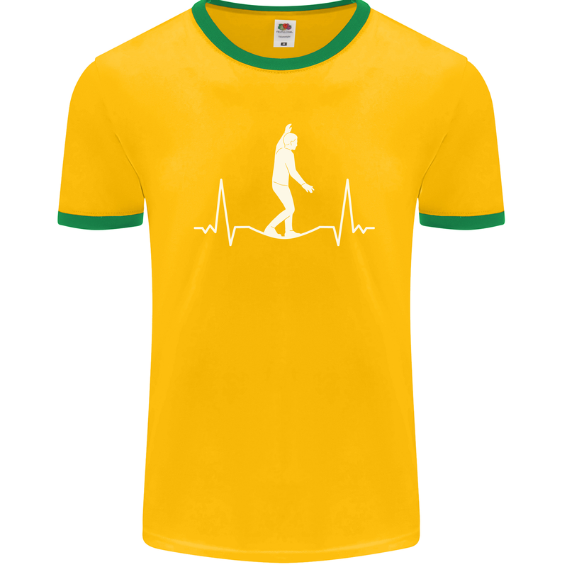 A Tightrope Walker Walking Funambulism Mens Ringer T-Shirt FotL Gold/Green