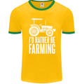 Id Rather Be Farmer Farming Tractor Mens Ringer T-Shirt FotL Gold/Green