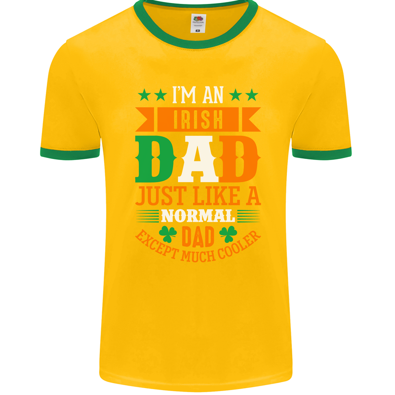 Irish Dad Funny St. Patrick's Day Father's Mens Ringer T-Shirt FotL Gold/Green