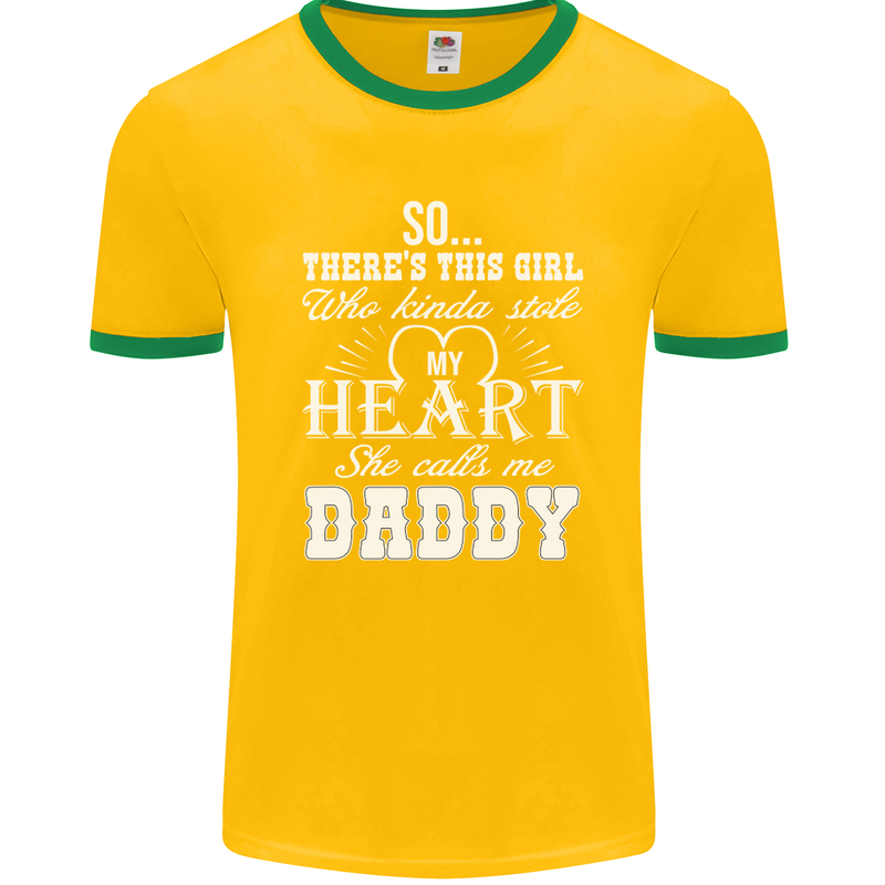 She Calls Me Daddy Funny Father's Day Mens Ringer T-Shirt FotL Gold/Green