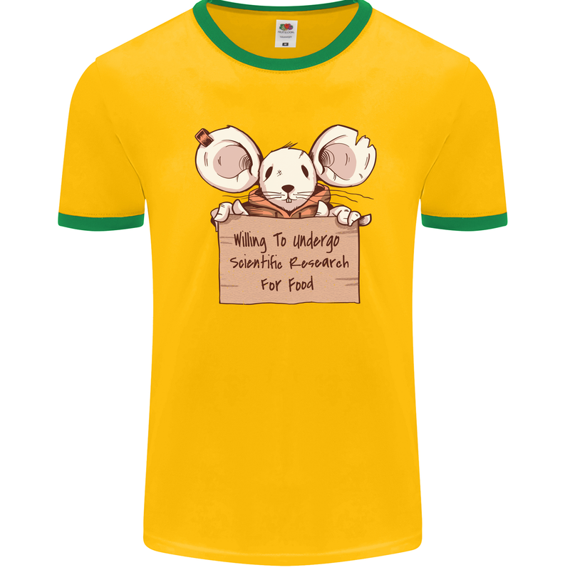 Hungry Mouse Mens Ringer T-Shirt FotL Gold/Green