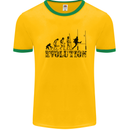 Evolution of Rugby Player Union Funny Mens White Ringer T-Shirt Gold/Green