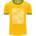 Eat Sleep Fish Funny Fishing Fisherman Mens Ringer T-Shirt FotL Gold/Green