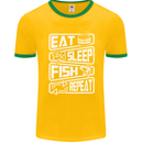 Eat Sleep Fish Funny Fishing Fisherman Mens Ringer T-Shirt FotL Gold/Green