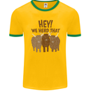 We Herd That Funny Cow Mens Ringer T-Shirt FotL Gold/Green