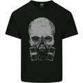 Grey Skull Gas Mask Biker Gothic Mens Cotton T-Shirt Tee Top Black