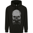 Grey Skull Gas Mask Biker Gothic Mens Hoodie Black