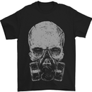 Grey Skull Gas Mask Biker Gothic Mens T-Shirt Cotton Gildan Black
