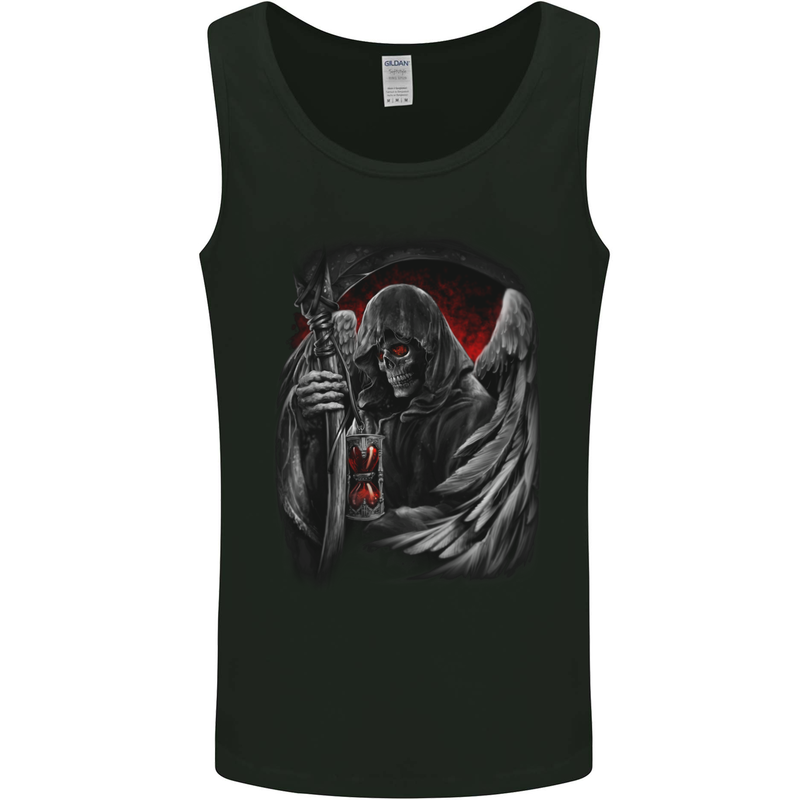 Grim Reaper Biker Gothic Heavy Metal Skull Mens Vest Tank Top Black