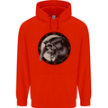 Grim Reaper Clock Skull Biker Gothic Demon Childrens Kids Hoodie Bright Red