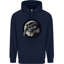 Grim Reaper Clock Skull Biker Gothic Demon Childrens Kids Hoodie Navy Blue