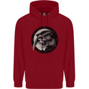 Grim Reaper Clock Skull Biker Gothic Demon Childrens Kids Hoodie Red