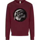 Grim Reaper Clock Skull Biker Gothic Demon Kids Sweatshirt Jumper Maroon
