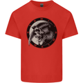 Grim Reaper Clock Skull Biker Gothic Demon Kids T-Shirt Childrens Red