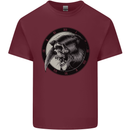 Grim Reaper Clock Skull Biker Gothic Demon Mens Cotton T-Shirt Tee Top Maroon